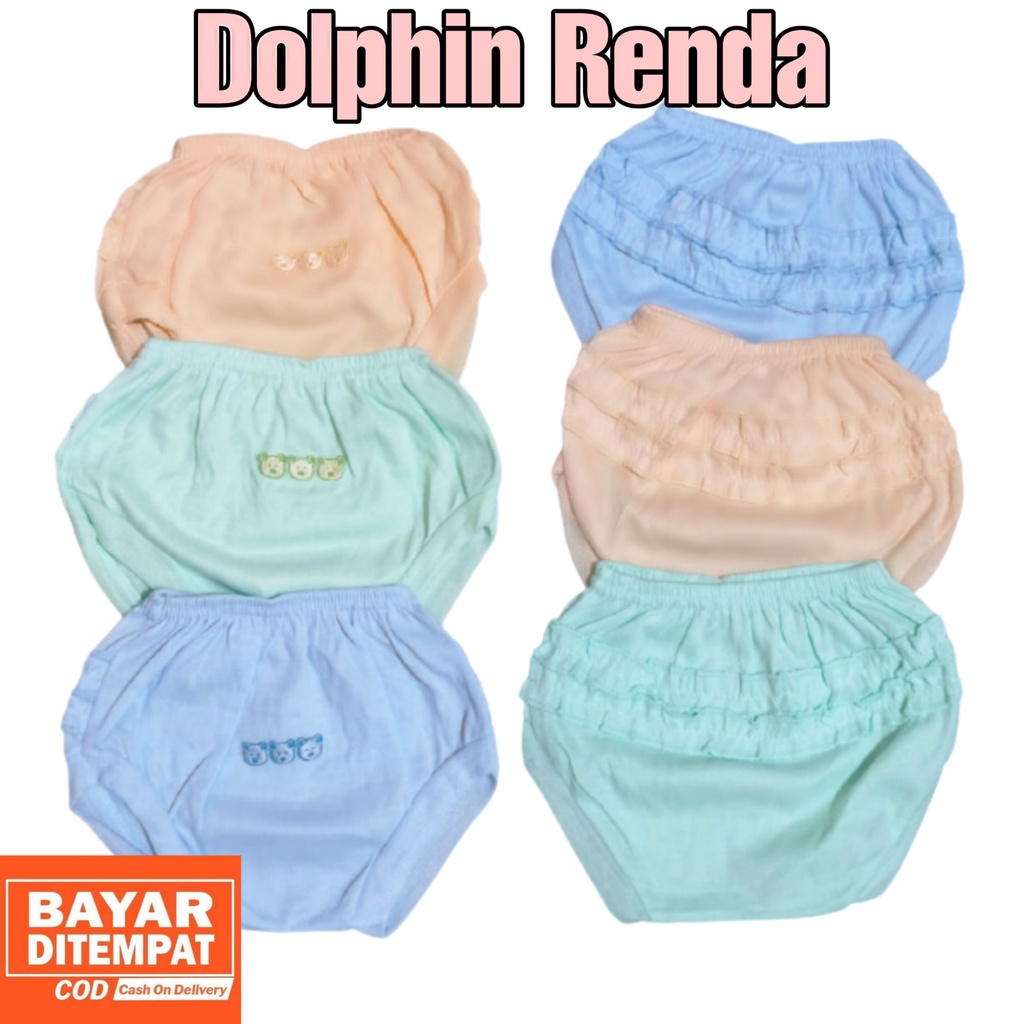 3 Pcs Celana Pop Renda Dolphin - Celana Pop Bayi - Random 3 Warna