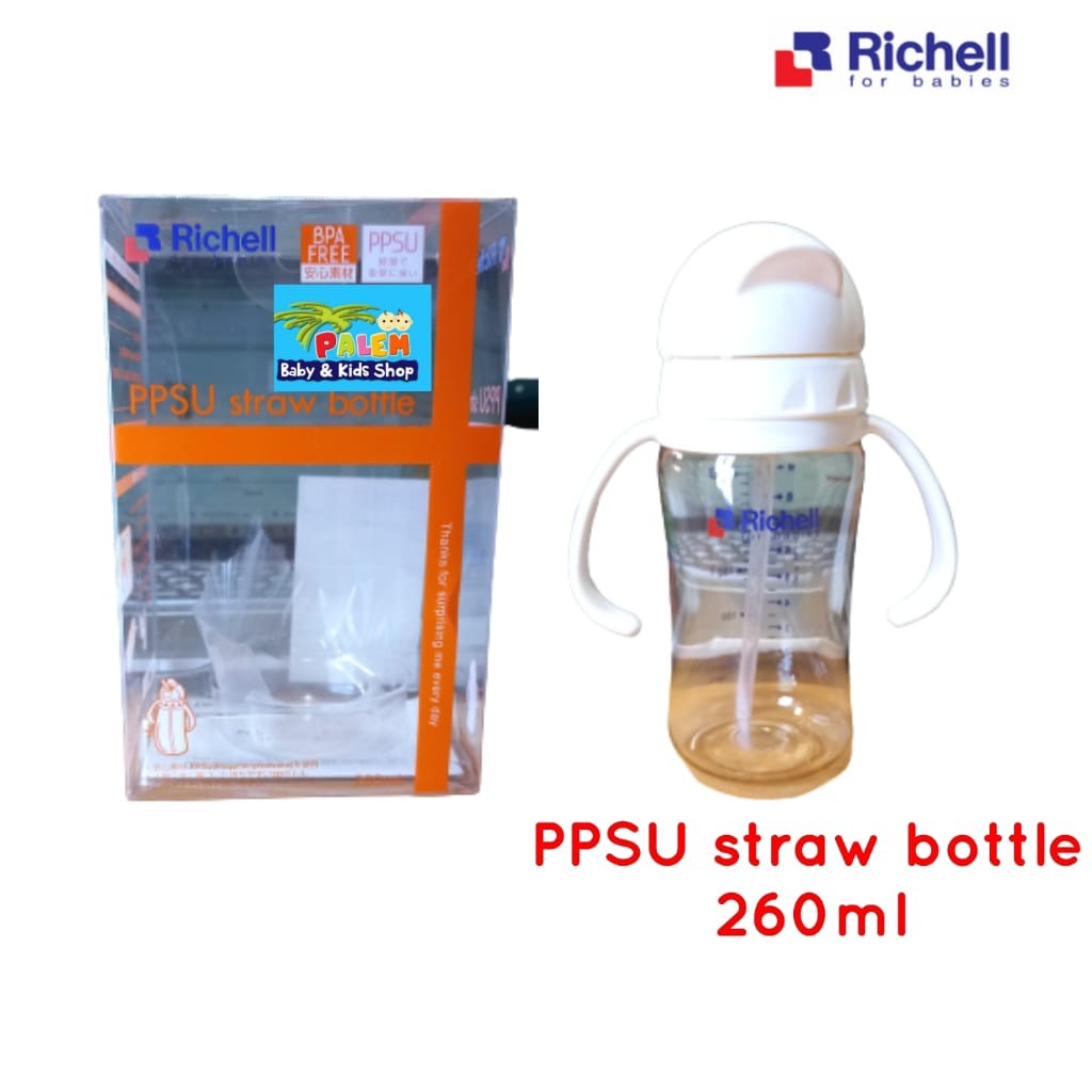 Richell Ppsu Straw Bottle Botol Susu Bayi 260ml 99126 Shopee Indonesia