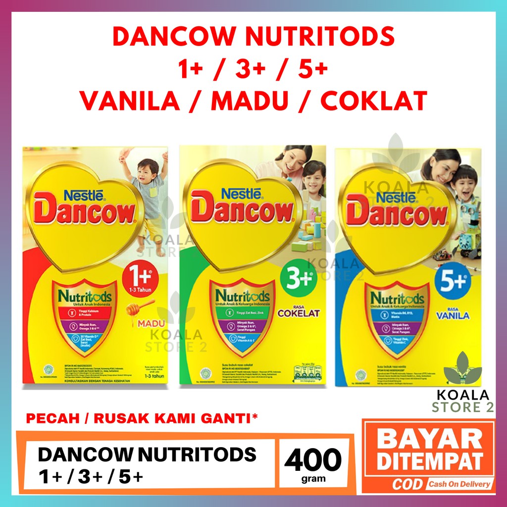 Dancow Nutritods 400 gram 1+ / 3+ / 5+ Rasa Madu Vanila Coklat / Nestle Dancow Susu Pertumbuhan
