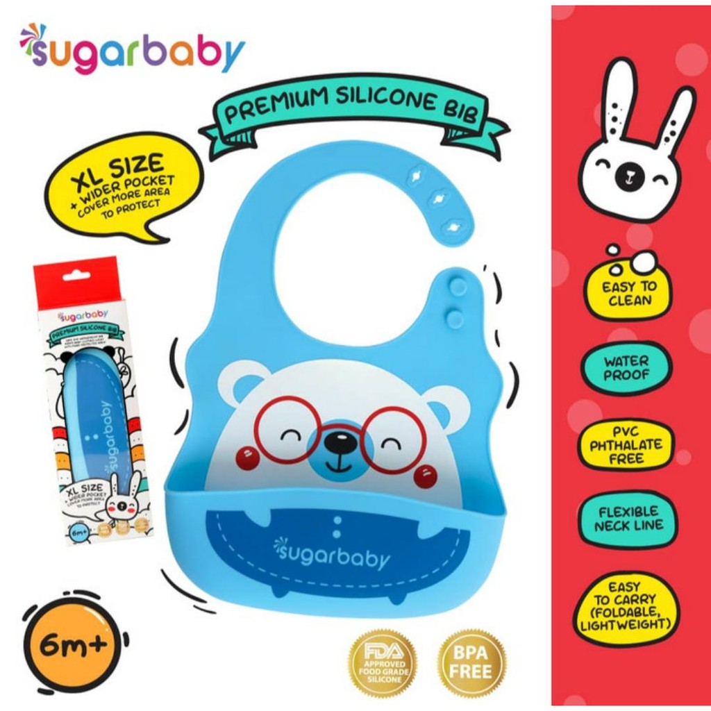 Sugarbaby Premium Silicone Bib XL Size Wider Pocket - SILBIB4XL