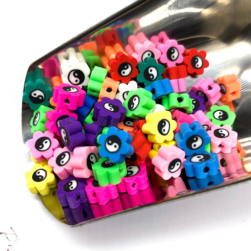 30pcs / lot 10mm Manik-Manik Polymer Clay Untuk Membuat Perhiasan Handmade DIY