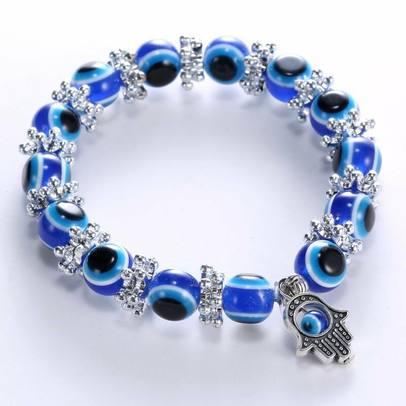 Gelang Tangan Keberuntungan Desain Manik Evil Eye Biru Gaya Turki Untuk Wanita