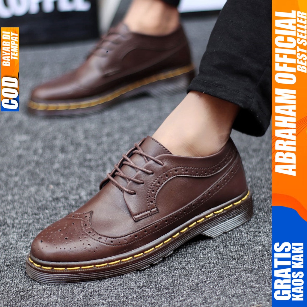 Abraham Matto - Sepatu Boots Pantofel Pria Low Boot Docmart Hitam