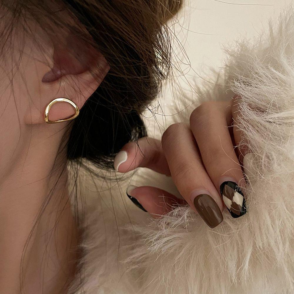 Needway  Anting Perak Unik Sederhana Wanita Emas Anting Fashion Retro Perempuan Ear Studs