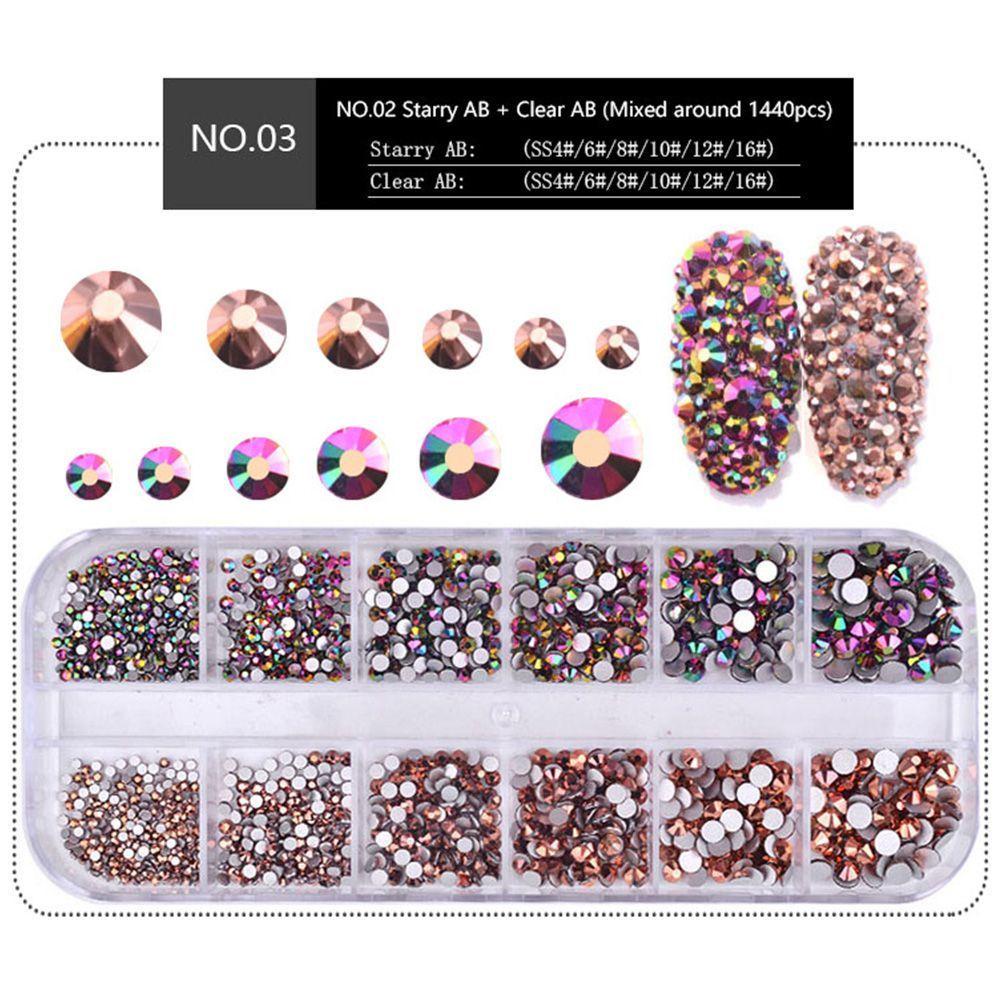 Mxbeauty Aksesoris Nail Art Shiny 1box Dekorasi 3D Manicure AB Crystal Bening Ukuran Campur