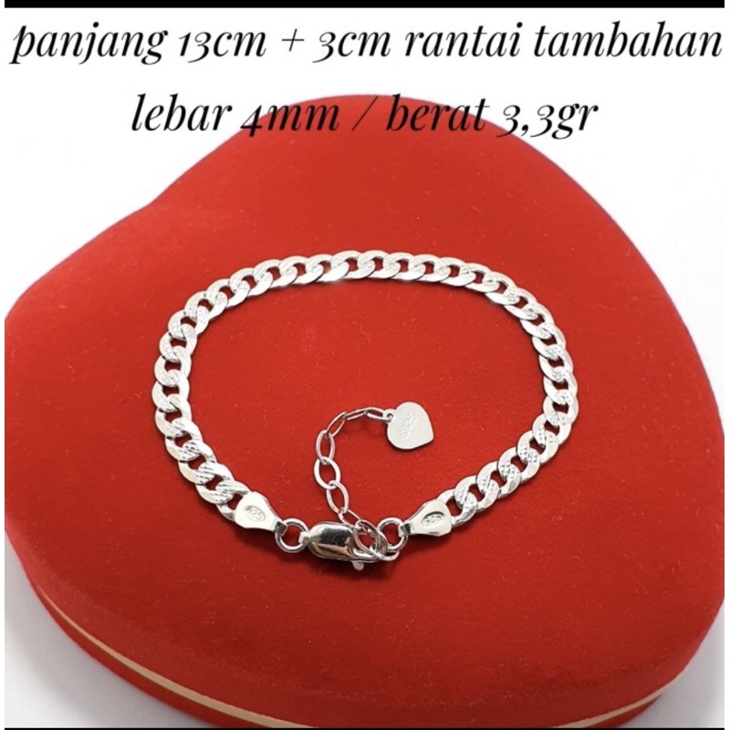 Gelang tangan anak sisik naga gelang tangan anak perak 925 lapis emas putih