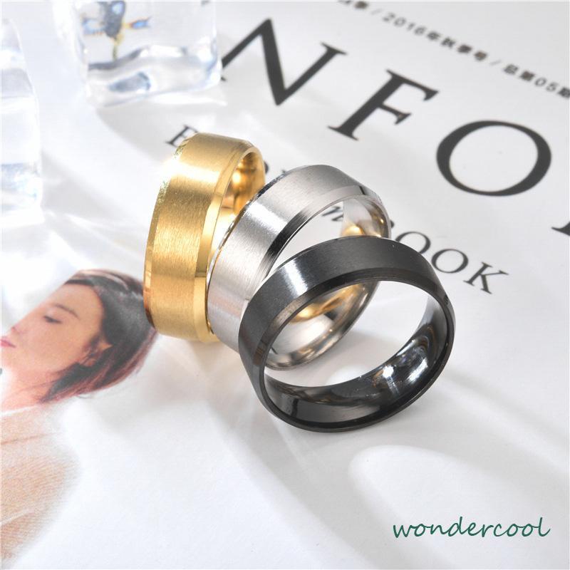 Cincin Jari Bahan Titanium Warna Hitam Emas Silver Untuk Pria-Won