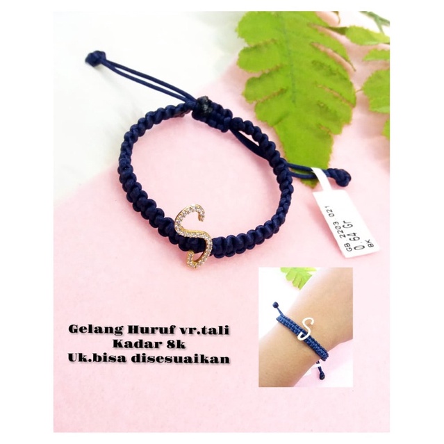 Gelang huruf variasi tali kadar 375/8k