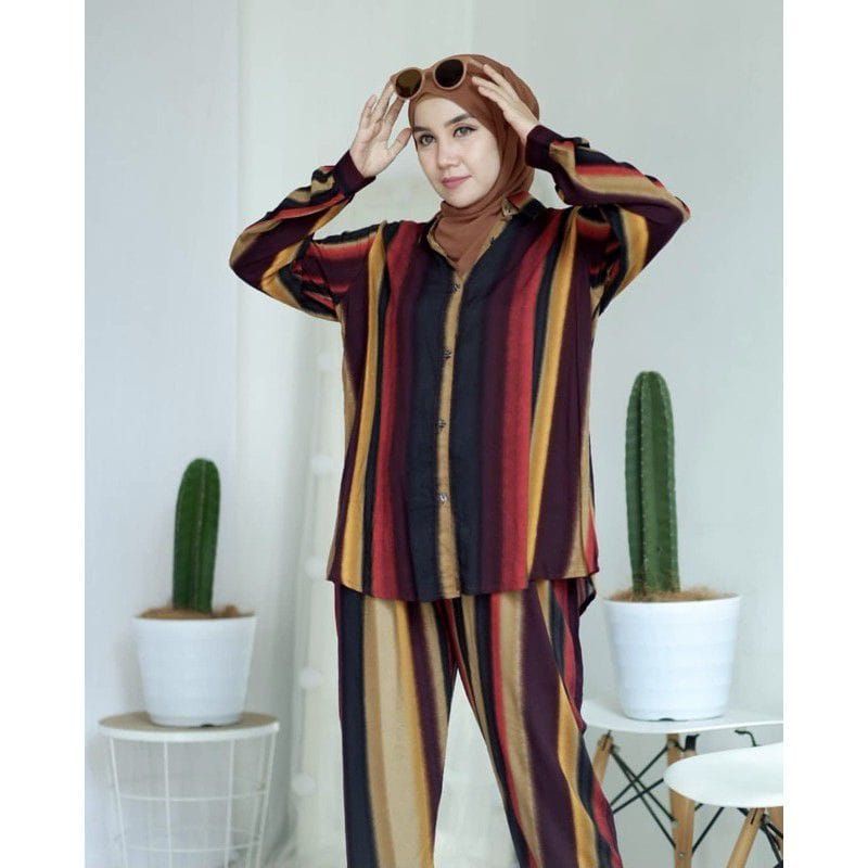 SETELAN PIYAMA WANITA PREMIUM HIGH QUALITY // LD 100 - 110 ONE SET RAYON MOTIF BARU // SET RAYON-Nagita set