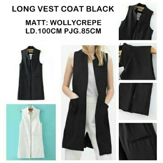 elkhofy_ Long vest / Cardi / Cardigan tanpa lengan wollycrepe xl