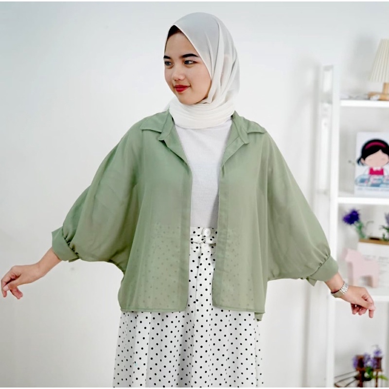 GFS AT FELECIA OVERSIZE SEETHROUGH OUTER-CERUTY SAGE GREEN