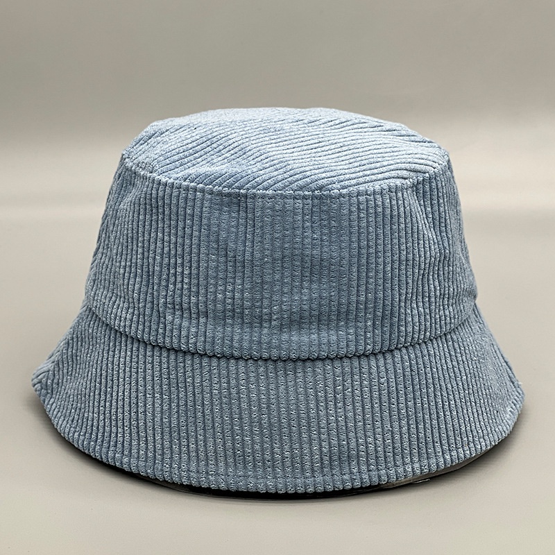 Topi Bucket Corduroy Motif Garis-Garis Untuk Wanita