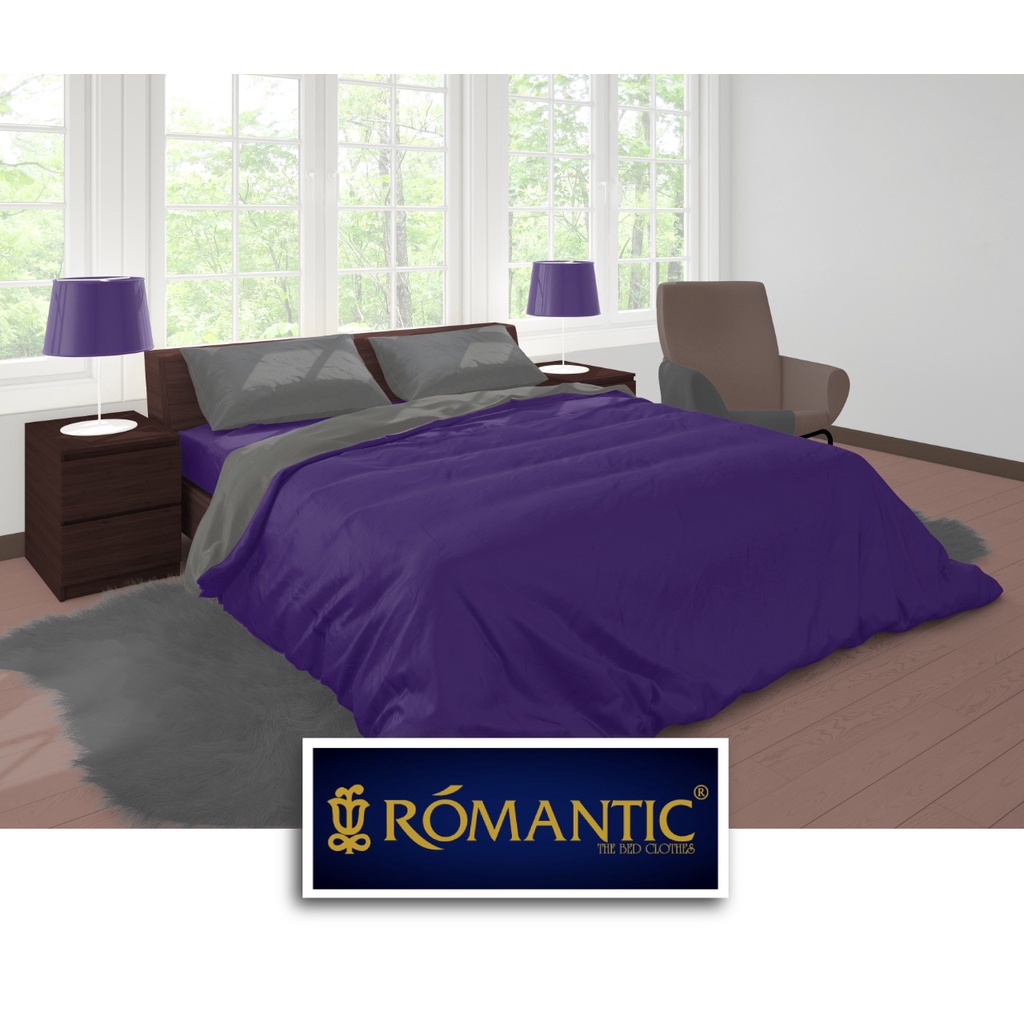 Two Tone Bedcover ROMANTIC Abu x Ungu aesthetic Bandung