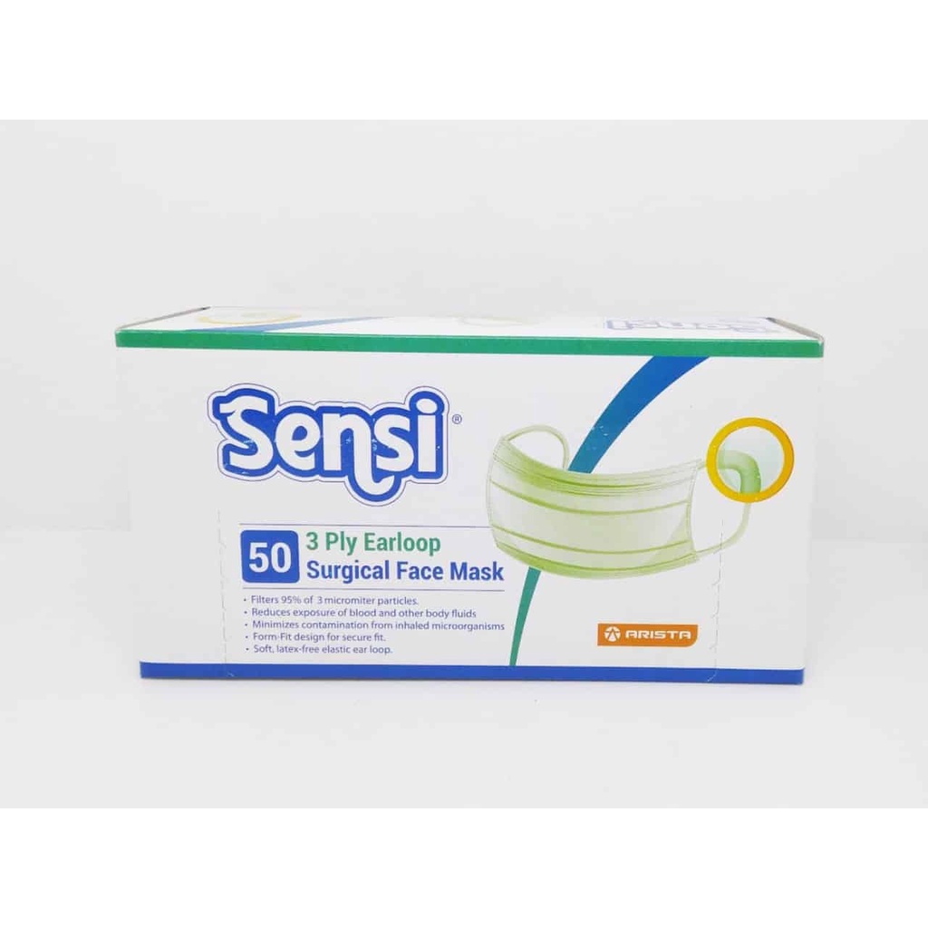 SENSI EARLOOPS FACE MASK 3PLY / MASKER SENSI / MASKER MEDIS SENSI 3PLY ISI 50 PCS