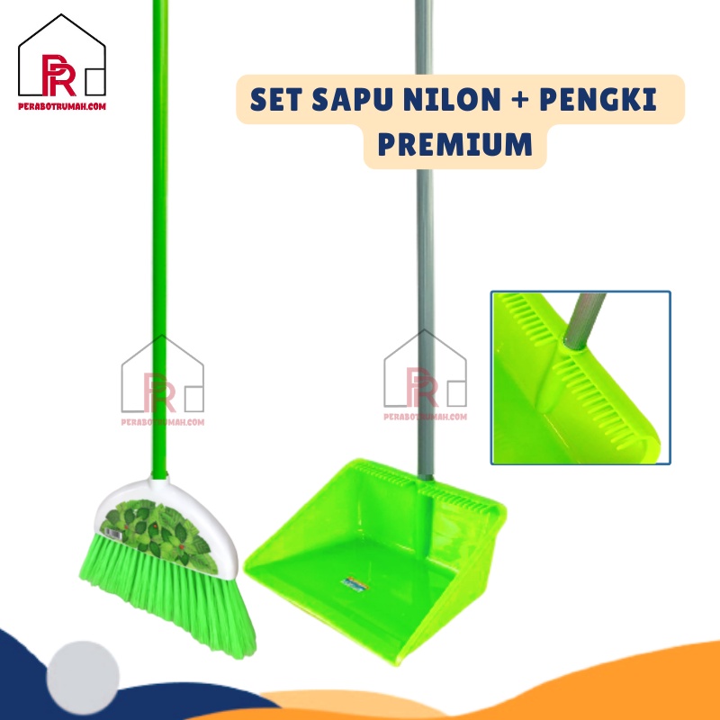 Set Sapu Pengki Bergerigi Tebal Kuat NGY / Alat Pembersih Rumah 2 in 1 / Sapu Nilon