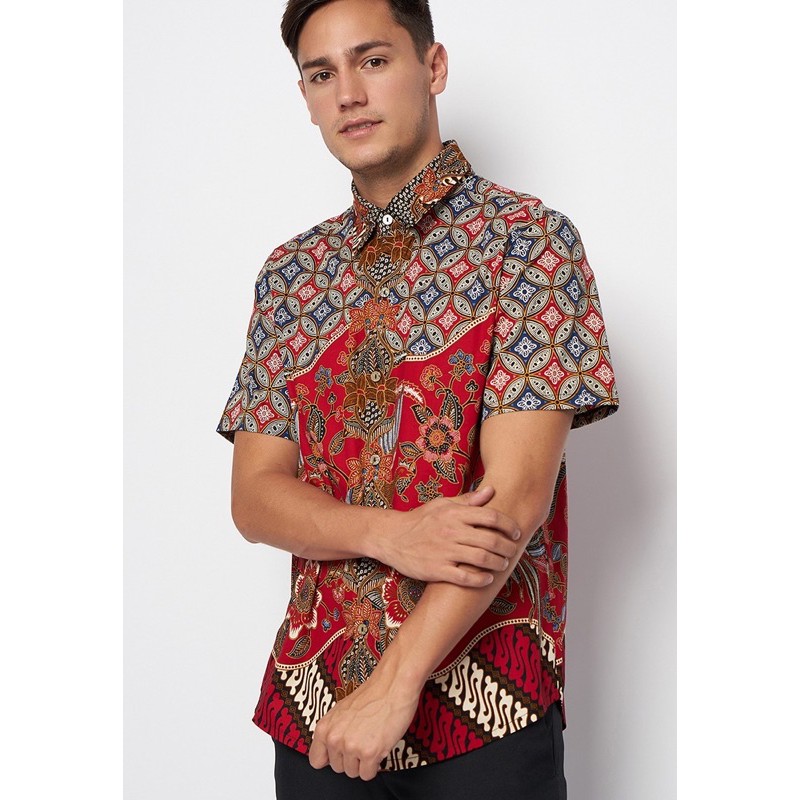 Kemeja Batik Pria 113 ABO Red/Black