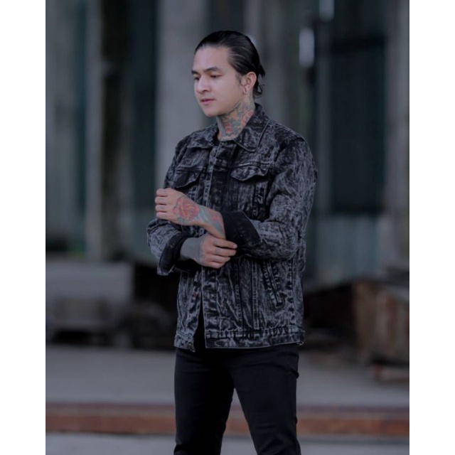 JAKET JEANS DENIM PRINTING PRIA JAKET GAMBAR