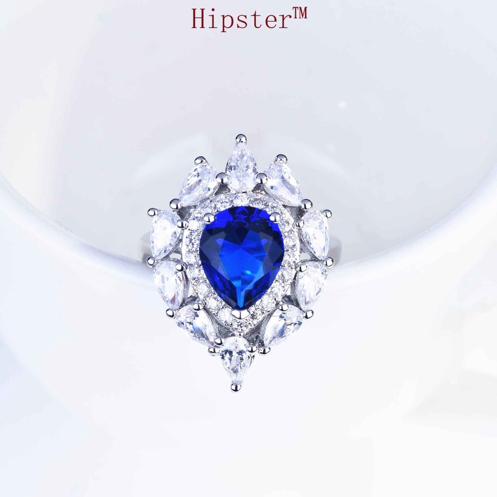 Luxury Natural Blue Jewelry Set Earrings Rings Pendants