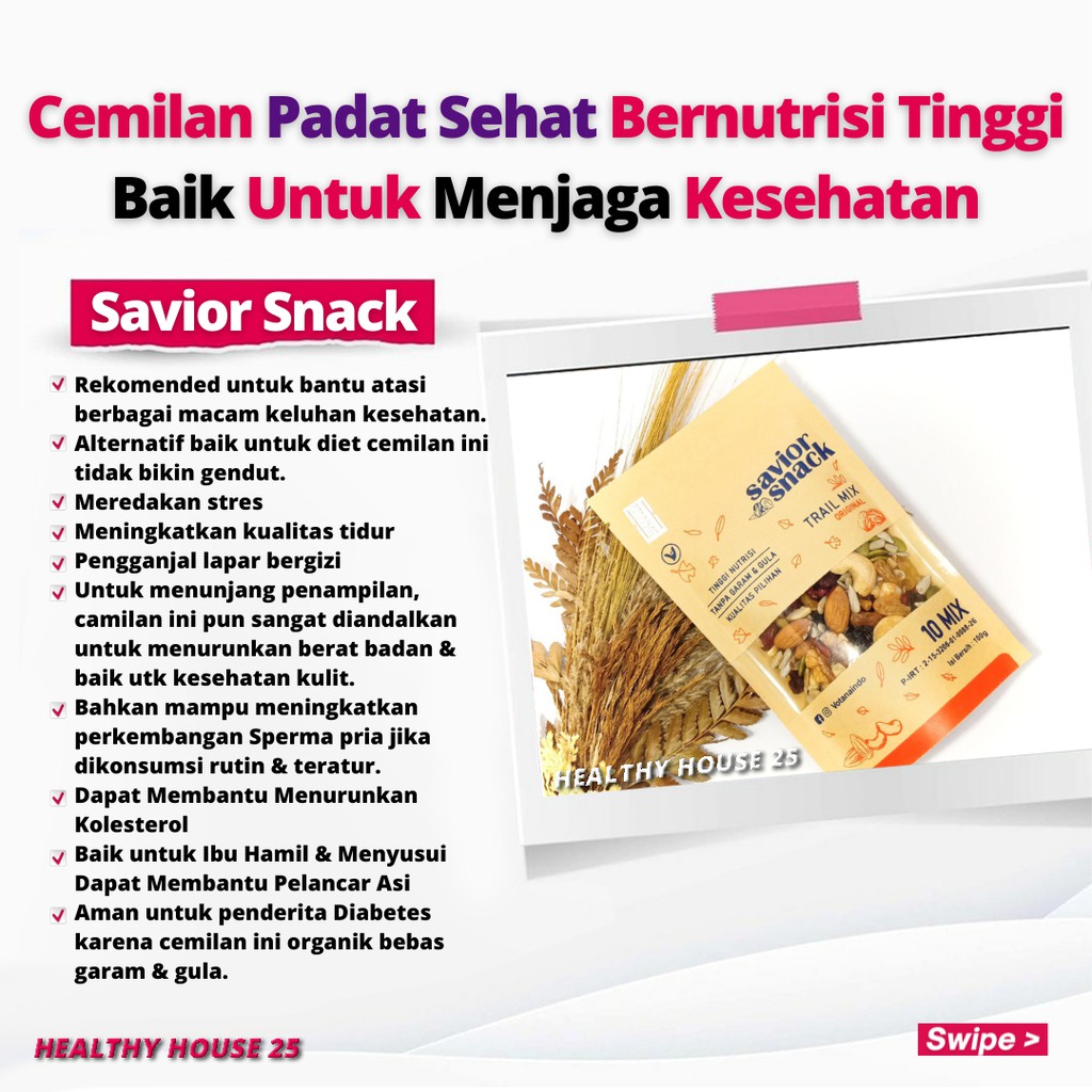 Savior Snack Cemilan Diet Topping Oatmeal Untuk Sarapan Makanan Sehat Untuk Diet Tidak Bikin Gendut