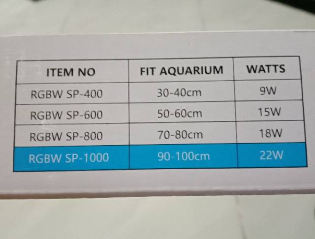 Yukari LED RGBW SP-1000 4 warna Lampu Aquarium Aquascape 22watt Fit Tank 90-100cm