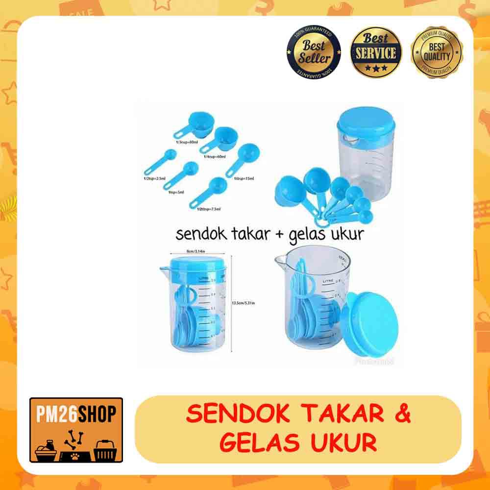 GELAS DAN SENDOK TAKAR BUMBU TAKARAN GARAM SET 7 IN 1