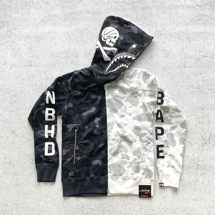 bape nbhd shark hoodie