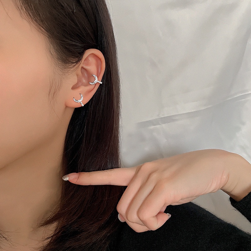 IFYOU Anting Klip Aksen Mutiara Bahan Metal Warna Silver Untuk Wanita