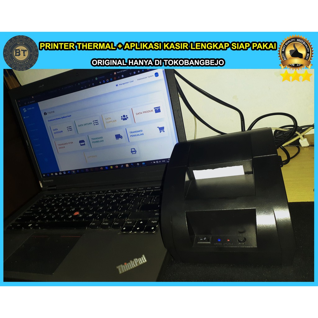 PAKET PRINTER THERMAL DAN APLIKASI KASIR BERBASIS WEB SIAP PAKAI SEKALI BELI UNTUK BANYAK PC