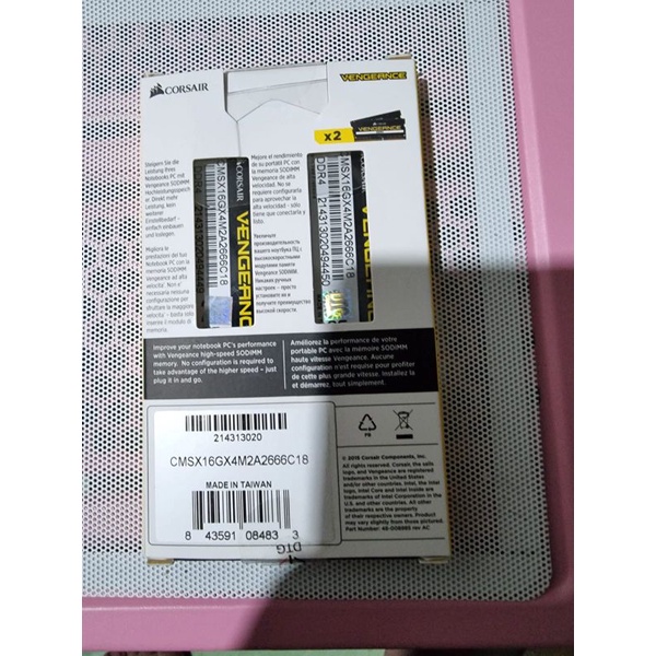 Memory Corsair Vengeance Sodimm DDR4 PC21300 2666Mhz 16GB 2X8GB Ram - Sodimm DDR4 Notebook & Laptop