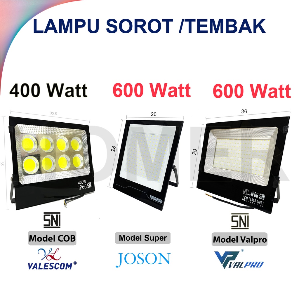 lampu led sorot / tembak / floodlight / outdoor / lapangan COB SMD super terang jarak jauh 400w 400 w 400 watt 400watt 500w 500 w 500 watt 500watt 600w 600 w 600 watt 600watt 600 w valescom valpro joson ip65 ip66 ip67