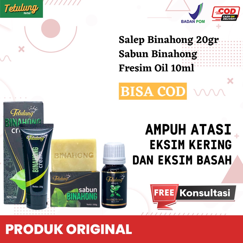 Obat Gatal Kulit Dan Jamur Menahun Paling Ampuh - Salep Binahong 20gr , Sabun &amp; Fresim Oil 10ml