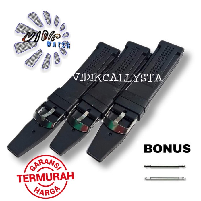 STRAP TALI JAM TANGAN KARET RUBBER PREMIUM 22MM HITAM 22 MM FREE PEN GRATIS