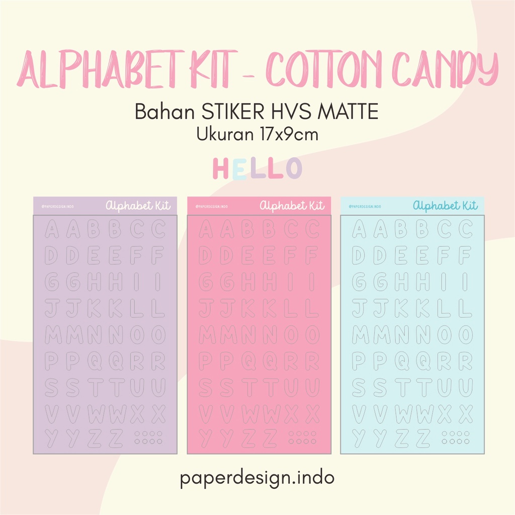 

ALPHABET COTTON CANDY STICKER SET STIKER LUCU TEMPELAN SCRAPBOOK, CASE HP, DLL