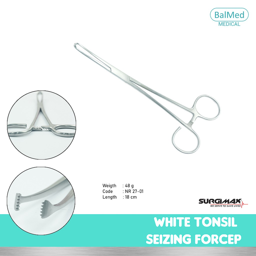 Surgimax White Tonsil Seizing Forcep