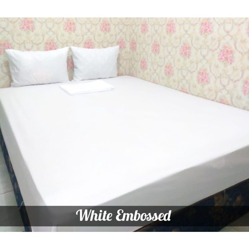 Sprei Putih Polos homemade Katun Embos / Sprei Polos Embos