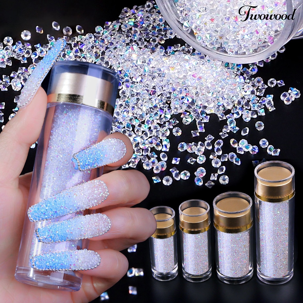 Twowood 1 Botol Ornamen Berlian Imitasi Mikro Mini Untuk Dekorasi Nail Art