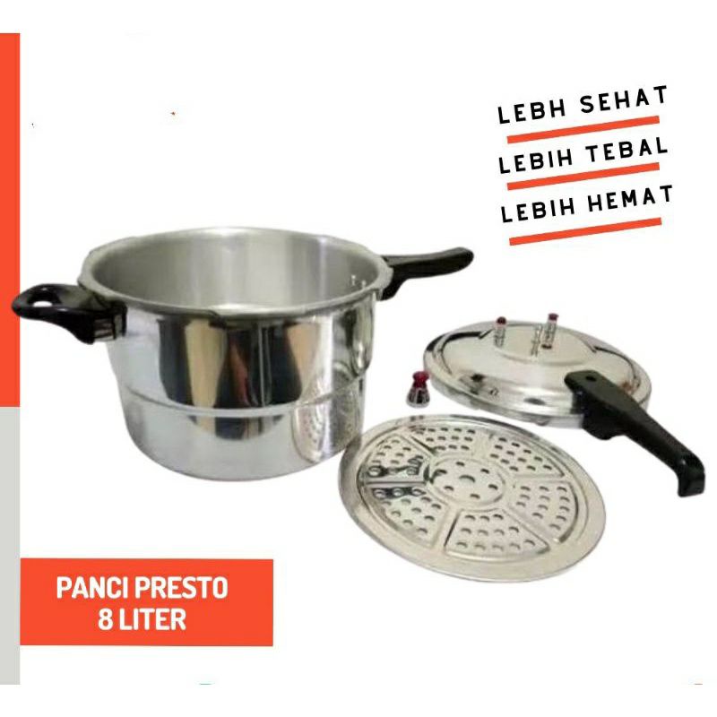 Panci Presto 8 Liter , Pressure Cooker  + Steamer  , Kukusan 8 Liter