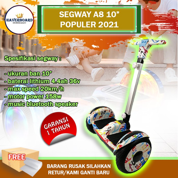 (GARANSI) SEGWAY a8 smart balance ban 10 inch lithium-ion 36V 4400mah haverboard / hoverbot D2