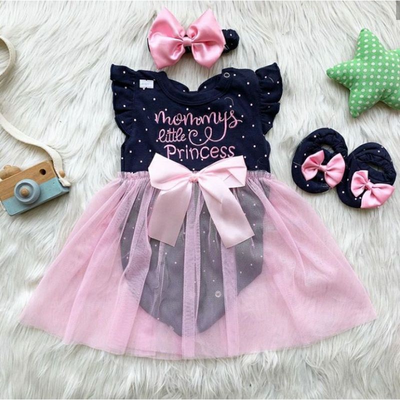 Baju setelan jumper rok bunga bandana sepatu pergi lucu fashion anak bayi perempuan cewek murah -mlp