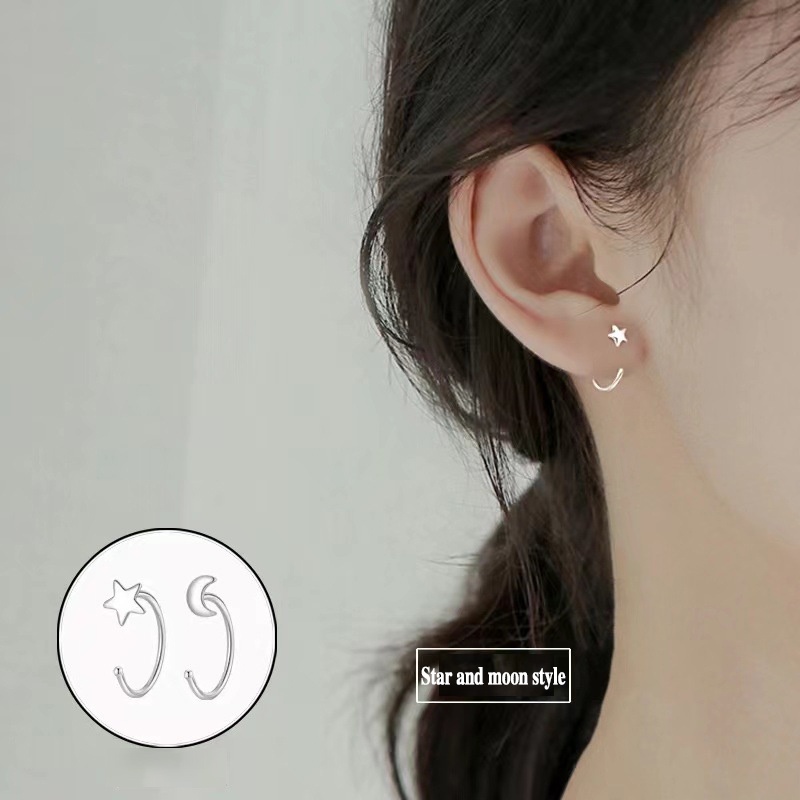Fashion Sederhana Anting-Anting Kecil Kait Telinga Tindik Telinga Anti-Alergi Aksesoris Telinga Untuk Wanita