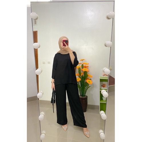 BEFAST - ZFS OOTD Setelan Kulot YUMNA / DOROTHY RAYON DIAMOND KULOT SET / Setelan Wanita / Oneset Kekinian Remaja Wanita / Set Atasan Blouse Lengan Panjang+Celana Kulot / Setelan Polos Casual / Terbaru 2022