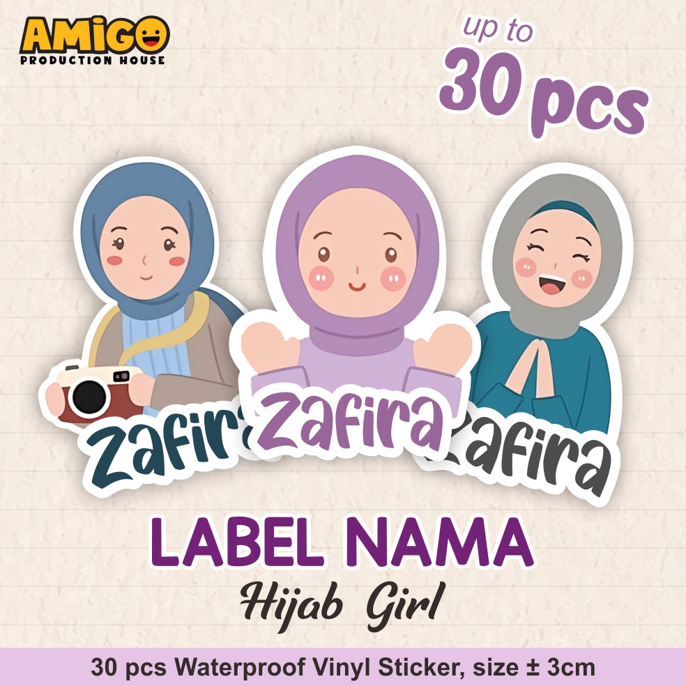 

LABEL NAMA HIJAB GIRL ALAT TULIS ATK STIKER NAMA MURAH STIKER WATERPROOF ANTI AIR SIAP KIRIM