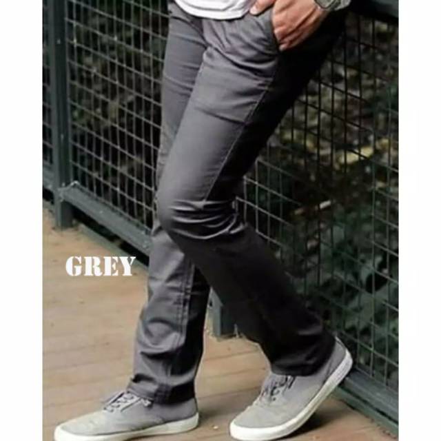 CELANA CHINO Panjang pria Slimfit KERJAHARIAN Santai Casual Formal Hitam Abu Cream Mocca Size 27-38