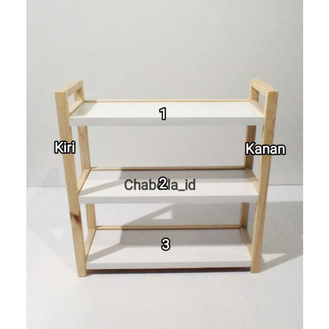 Rak Bumbu Serbaguna Rak Kosmetik Premium Kayu 3 Tingkat