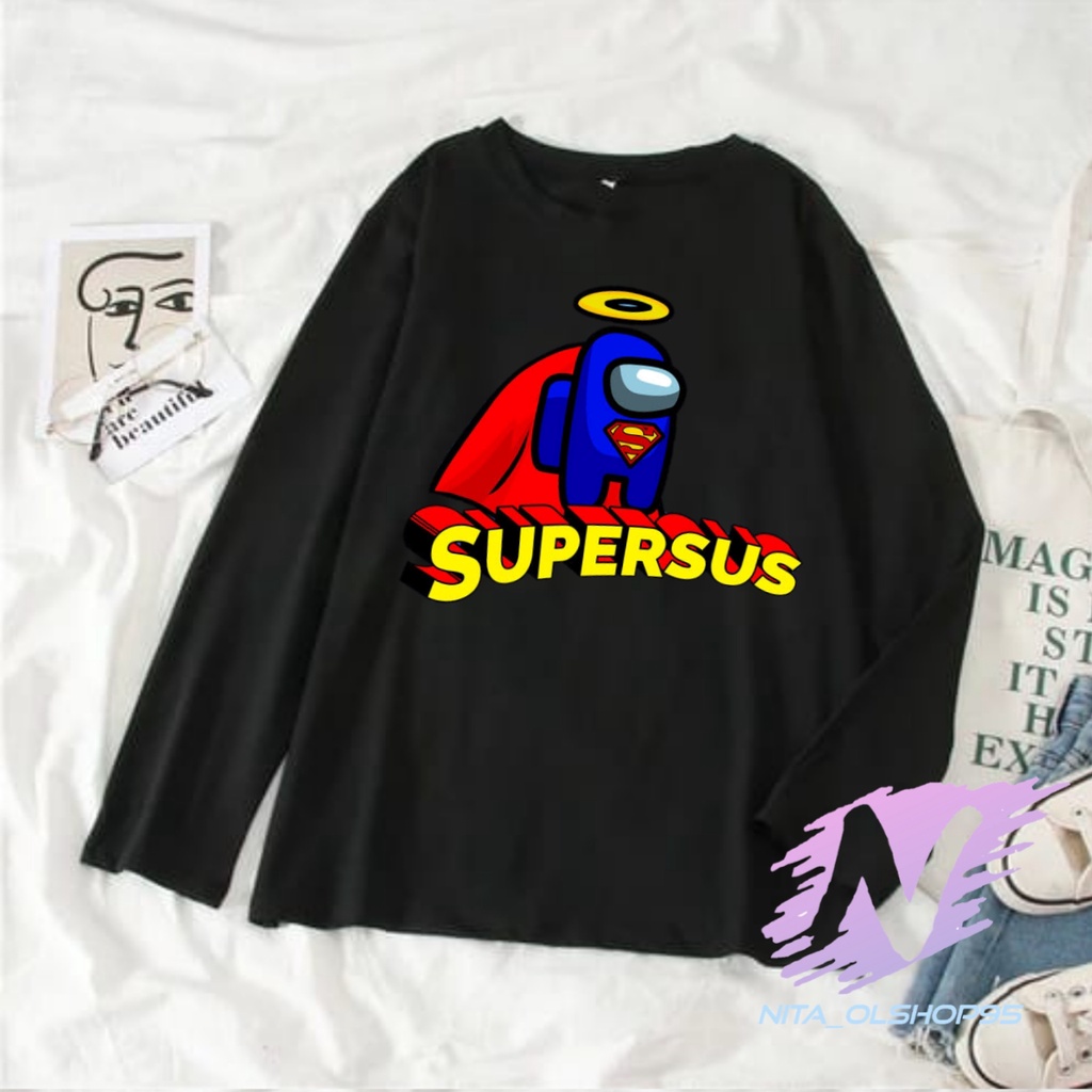 KAOS AMONG US SUPERMAN BAJU KAOS ANAK LENGAN PANJANG AMONG