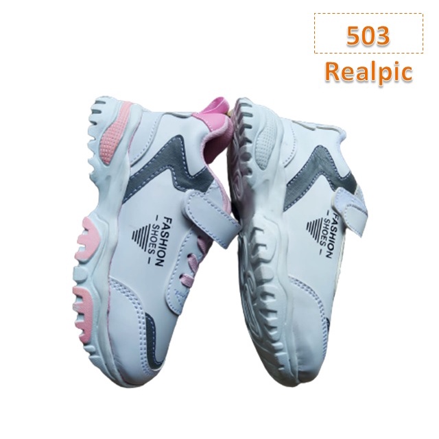 Sepatu Sneaker Anak Fashion Cewek Cowok Pink Putih (503)