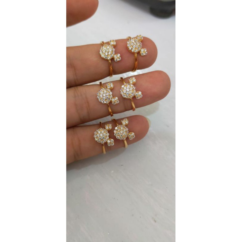 Cincin Dewasa Mickey Mouse mata2, Perak 925, Sepuh Emas kuning