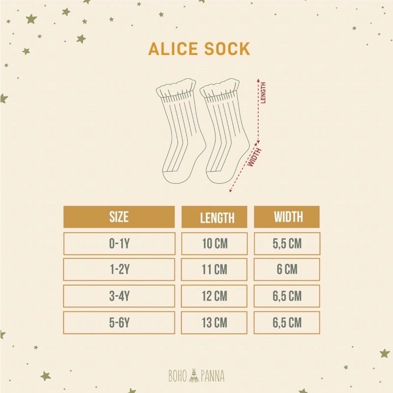 Bohopanna Alice Ruffle Socks Boho Baby Alice Socks Kaos Kaki Anak Perempuan