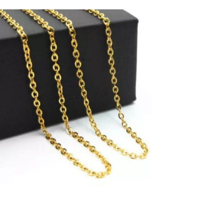 KALUNG TITANIUM LAPISAN EMAS RANTAI NURI PRIA WANITA