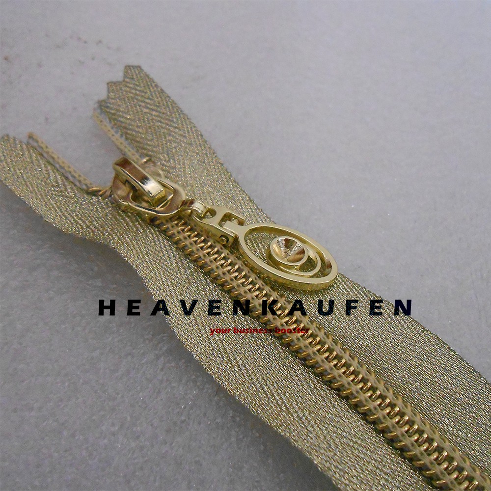 Resleting Zipper Busana 25 cm Coil Warna Gold Sangat Muda Blink Blink